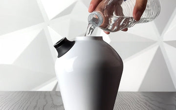 Pouring water into a modern vase